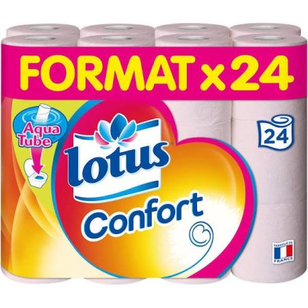 Papier toilette confort aqua tube x24 - Lotus