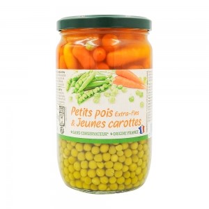 Petits pois et jeunes carottes France bocal 720ml