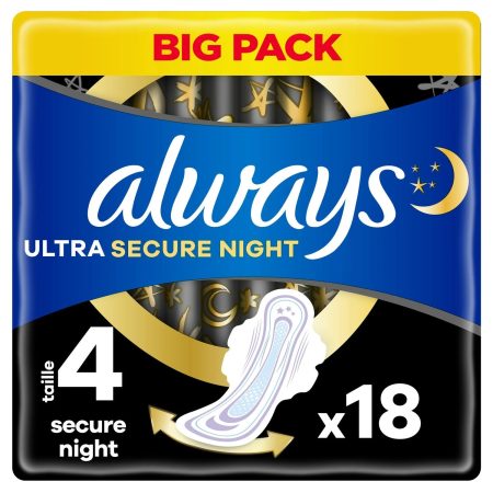 Serviettes hygiéniques avec ailettes nuit taille 4 ultra secure night extra - Always